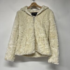 Rampage Faux Fur Jacket Vtg Cream Small
